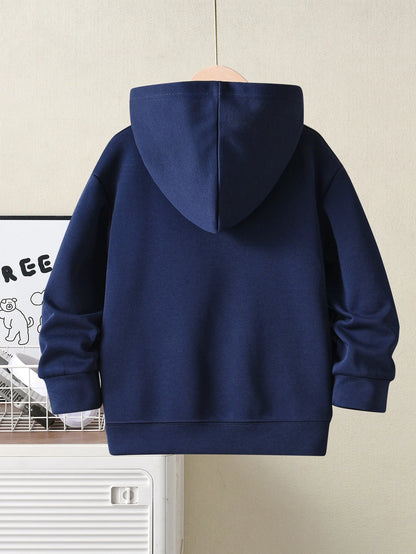 Children's clothing hoodie; shark print pattern; trendy boys' top; hooded pullover sweatshirt to be worn as outerwear.