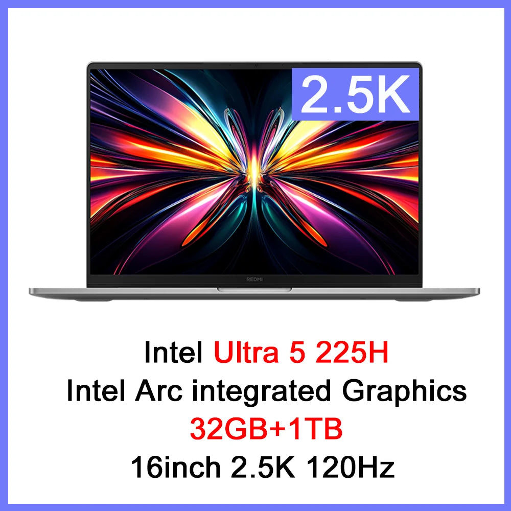 【Russia Stock】REDMI Book Pro 16 2025 Intel Arc Graphics Ultra5-225H 32GB+1TB 16inch 2.5K 120Hz Screen