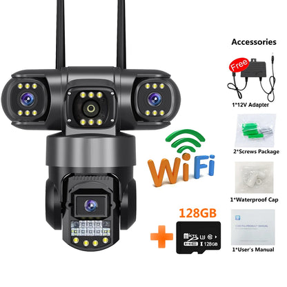 3 Lens 3 Monitor Screen Security Protection 2 Way Audio Wifi Camera HD Color Night Vision Home Surveillance Cameras Outdoor CCTV