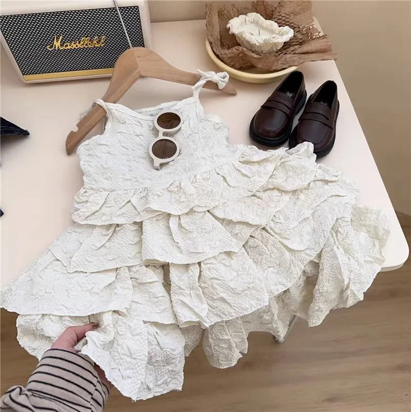Korean Children's Clothing 2024 Spring and Autumn New Set Children Suspender Cake Skirt Denim Jacket Two-piece Set