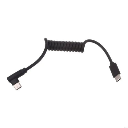 Fast Charging Type C to Type C Coiled Cable 90 Degree Right Angle Designs Cable 20-50cm Durable for Smartphones & More