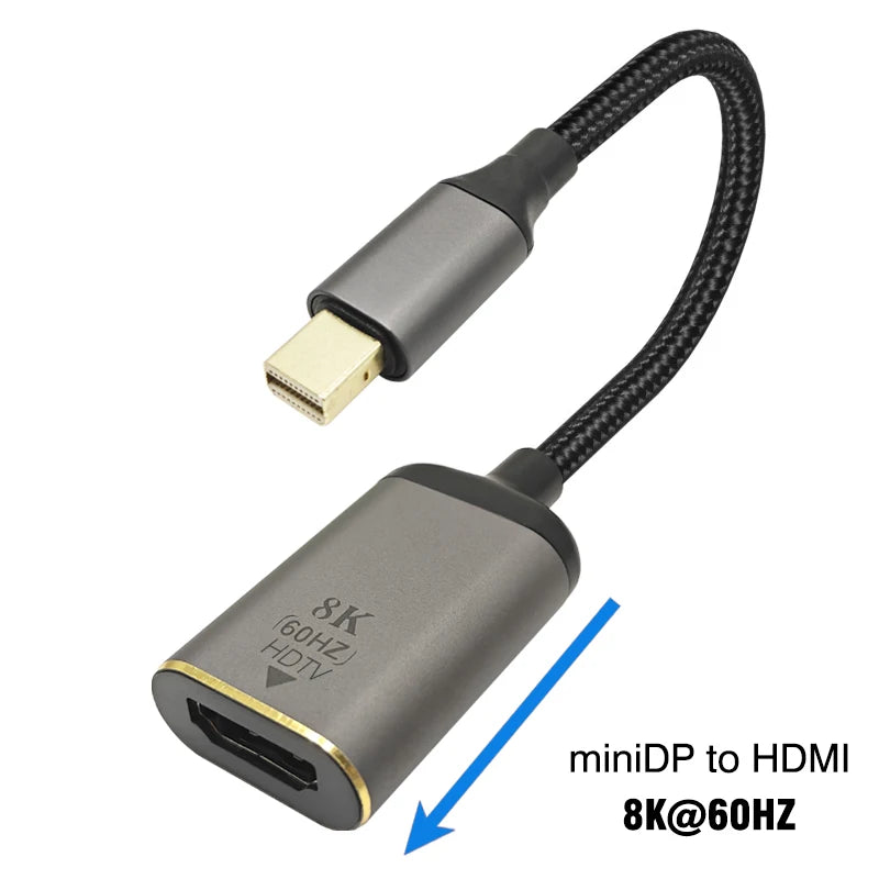 DP1.4 to HDMI2.1 Cable mini DP 1.2 to HDMI 2.0 Video Adapter 4K@60Hz 8K@60Hz DisplayPort Adapter For PC Laptop Projector Monitor