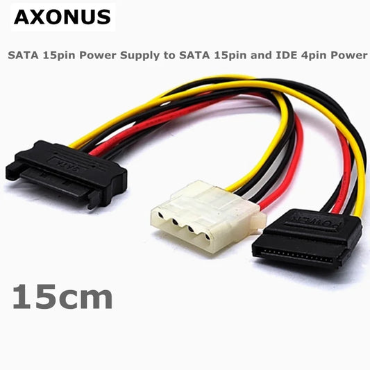High-Quality SATA 15pin Power Supply to SATA 15pin and IDE 4pin Power Splitter Cables for Motherboards and Hard Drives