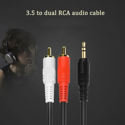 Jack 3.5 To 2 RCA Aux Cable Splitter Audio Wire for Phone TV PC Amplifier Home Theater DVD Speaker Cord Laptop Video Audio Cable