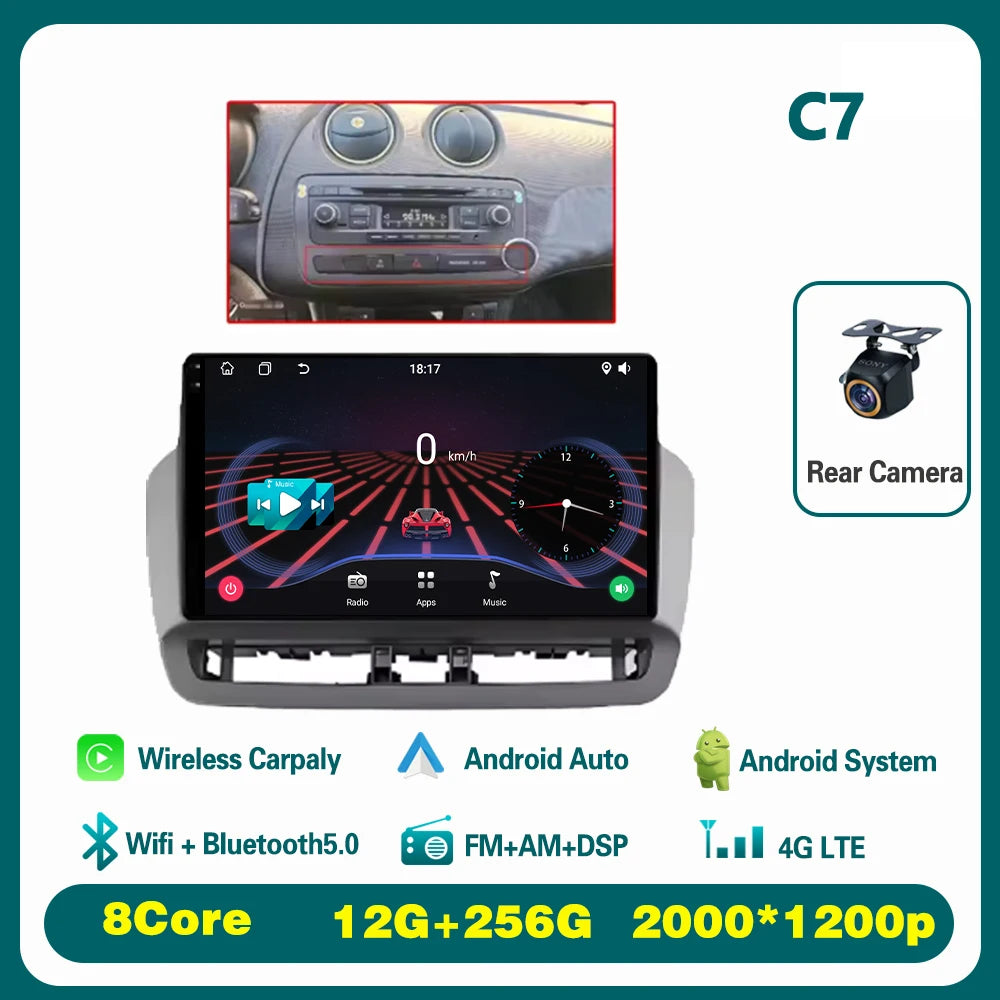 GPS Navigation QLED Touch Screen For Seat Ibiza 2012-2015 Android Auto Radio Car Multimedia Video Player 5G WIFI BT No 2din DVD