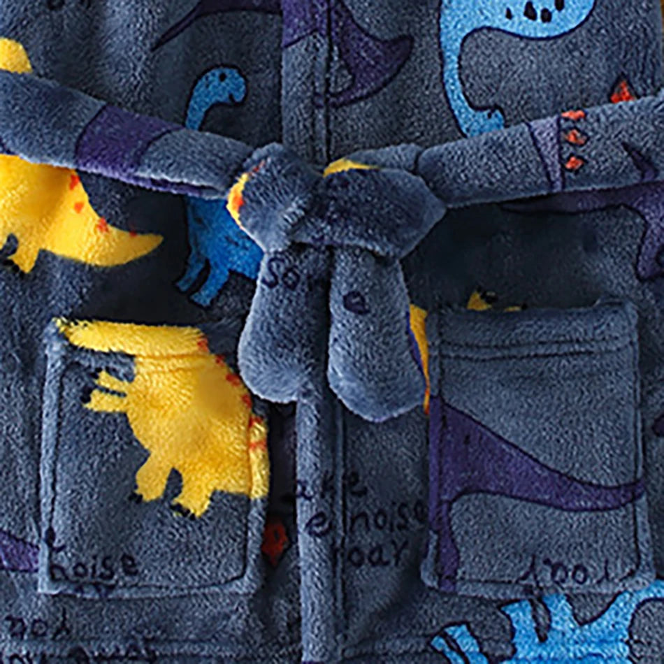 Children Clothing Home Wear Boys and Girls Bathrobes Pajamas Cartoon Flannel Hooded Children Comfortable Nightgowns Robes