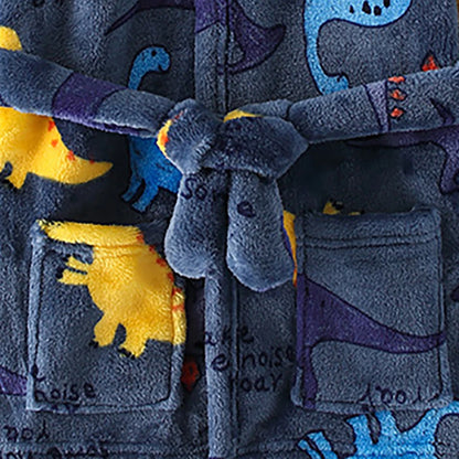 Children Clothing Home Wear Boys and Girls Bathrobes Pajamas Cartoon Flannel Hooded Children Comfortable Nightgowns Robes