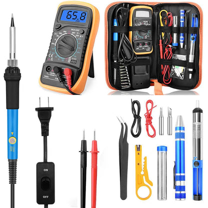 60W Soldering Iron Set Temperature Control Soldering Kit Tin Wire Digital Multimeter Repair Tool Cautin With Desoldering Pump