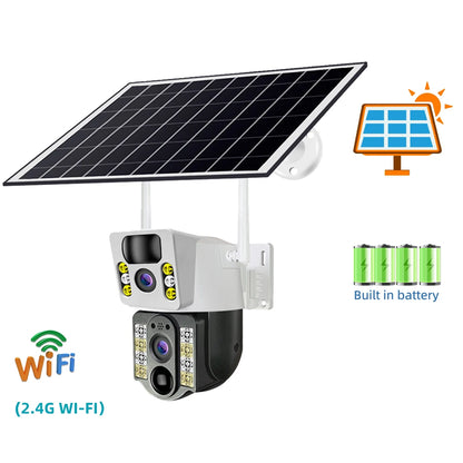 4K Solar Security Camera Outdoor Wireless 360° PTZ AI Human Detection IP66 Waterproof 8000mAh