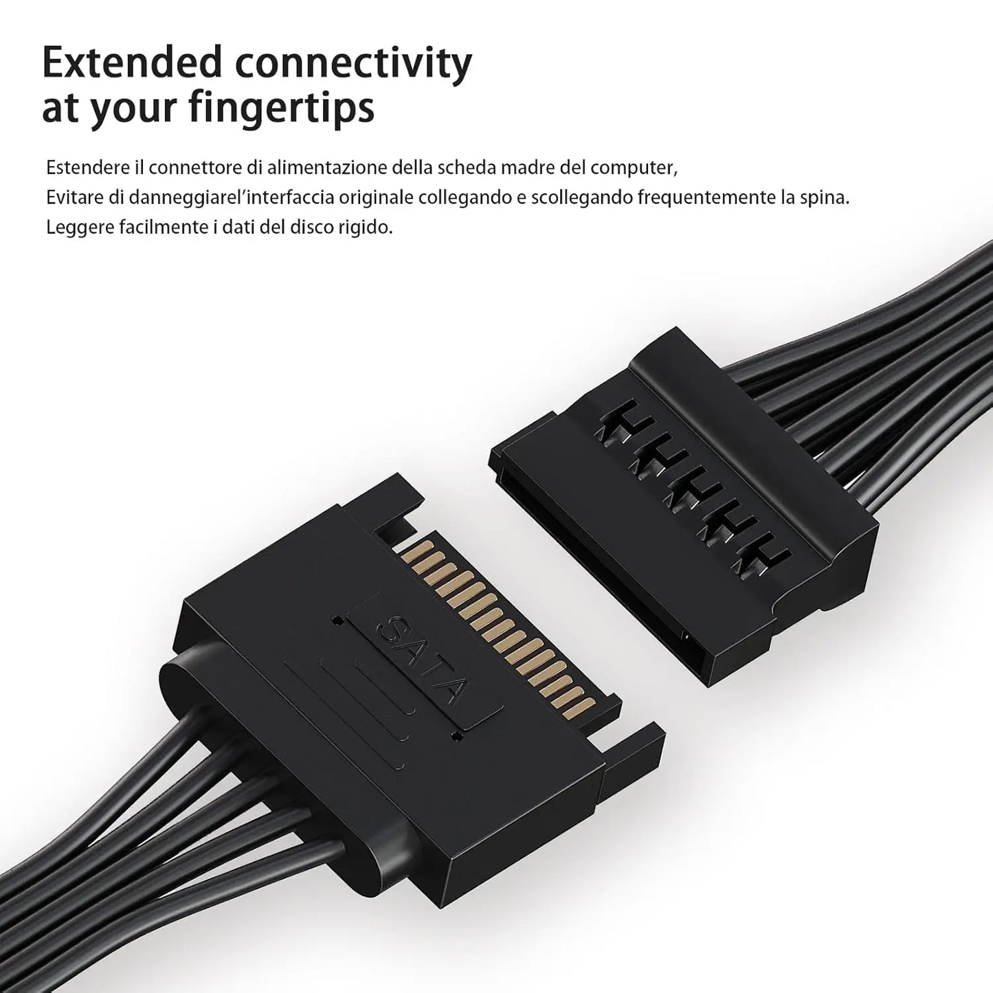 Sata Power Splitter Cable 6 Way, 15 Pin SATA to 1 To5/6 for HDD、SSD、Optical Drives, sata Power Connector Supply Extension Cabl