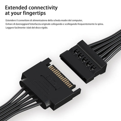 Sata Power Splitter Cable 6 Way, 15 Pin SATA to 1 To5/6 for HDD、SSD、Optical Drives, sata Power Connector Supply Extension Cabl