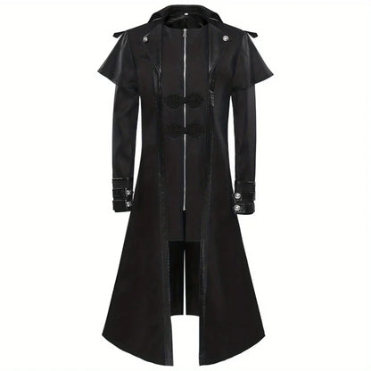 New European and American Men's Formal Attire - Medieval Retro Costume Men's Mid-Length Punk Retro Tailcoat