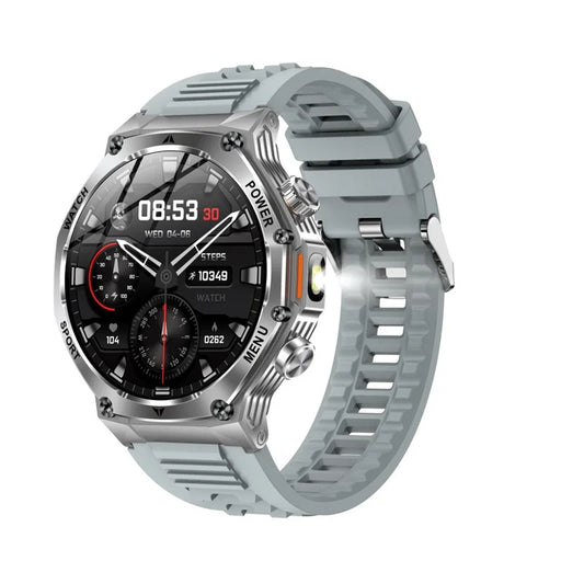 Smart Watch AK82 Men Outdoors Sports Fitness Tracker LED Flashlight BT Calling Health Monitoring 800Mah Large Battery Smartwatch