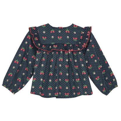 Kids Girls Clothes 25AW New Toddler Cute Bow Strawberry Printed Dresses Denim Vest Dress Jeans Children Clothing