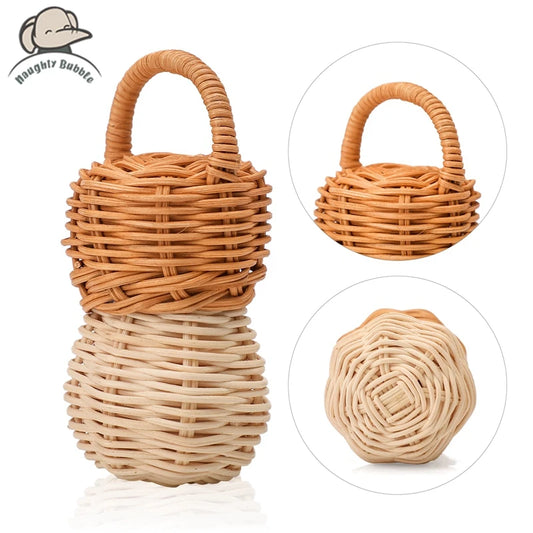 Baby Toys  Rattan Pine Bell  Wooden Rattan Toys  Wooden Baby Rattle  Rattan Toy  Bell rattle Toy Baby pro  Baby Comfort Products