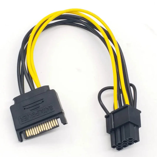 20cm High Speed 15 Pin SATA Male To 8 Pin(6+2) PCI-E Power Supply Cable SATA Cable 15-pin To 8 Pin Cable