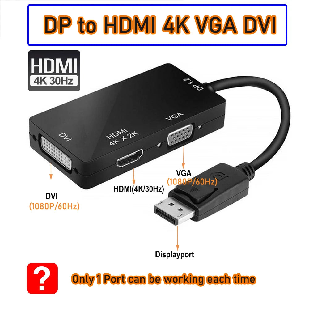 DisplayPort to HDMI 4K DP VGA HDMI DVI Mini Displayport video adapter converter for Nvidia AMD HP Dell Asus PC laptop monitor