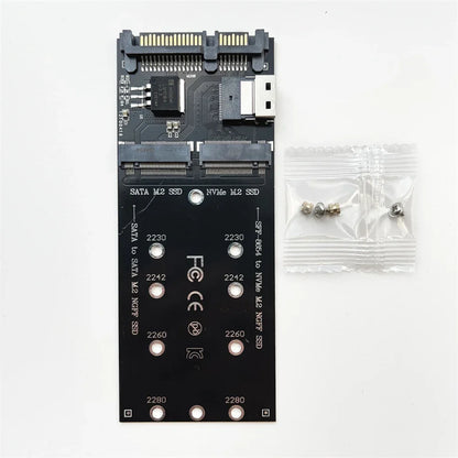 M.2 To SATA Adapter SFF-8654 To M2 NVME SSD 22Pin SATA To M2 Expansion Card 2 in 1 Combo Adapter Fit for Mainboard