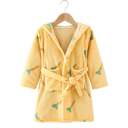 Children Clothing Home Wear Boys and Girls Bathrobes Pajamas Cartoon Flannel Hooded Children Comfortable Nightgowns Robes