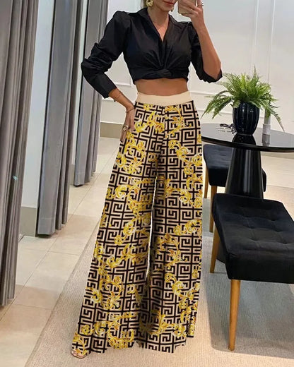 Women Clothing Wide Leg Pants For Women 2025 Fashion Striped Print Pantalones Spring Summer Casual Loose Lace Up Ropa De Mujer