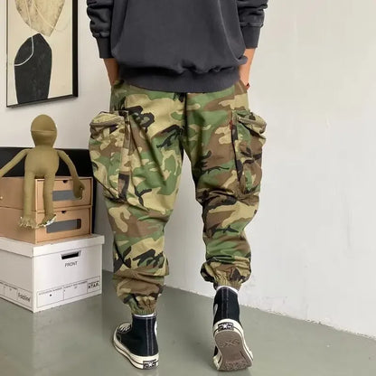 Men Harem Pants Fashion Tactical Camouflage Large Pocket Multifunctional Loose Outdoor Casual Sports Jogging Training Wear