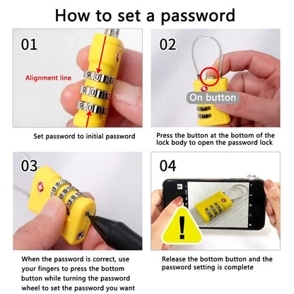 New Anti-Theft TSA Customs Code Lock Luggage Password Contrast Color Padlock 3 Digit Combination Cabinet Lock Security Tool