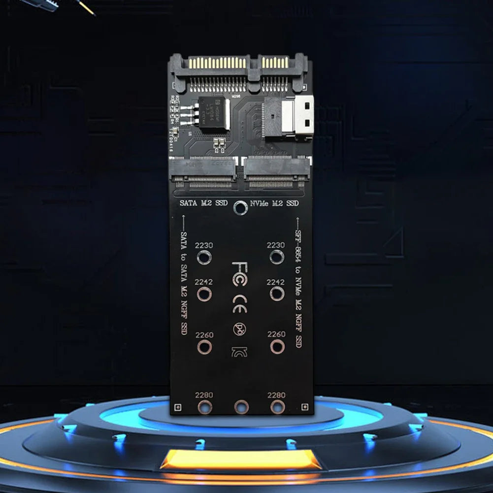 M.2 To SATA Adapter SFF-8654 To M2 NVME SSD 22Pin SATA To M2 Expansion Card 2 in 1 Combo Adapter Fit for Mainboard