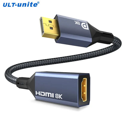 Displayport to HDMI Adapter 8K DP 1.4 to HDMI Adapters Male to Female 8K60HZ 4K120HZ Display Port Converter for Dell Lenovo