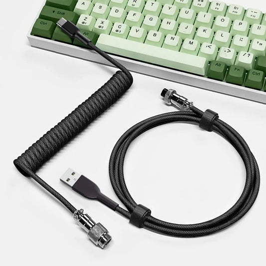 Mechanical Keyboard Coiled Cable Type C USB Port Wire Aviator Coiling Cable Desktop Computer Gaming Keyboard Accessories