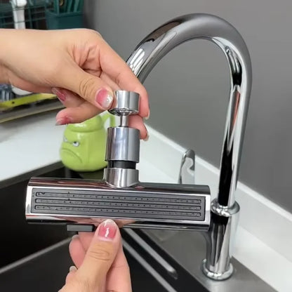 Kitchen and bathroom new multi-function waterfall three mode universal rotary extension faucet splash proof nozzle sink
