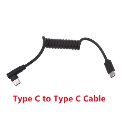 60W Fast Charging USB C to USB2.0/USB A to Micro USB/Type C to Type C Coiled Cable 90 Degree Right Angle Designs Cable for Smart