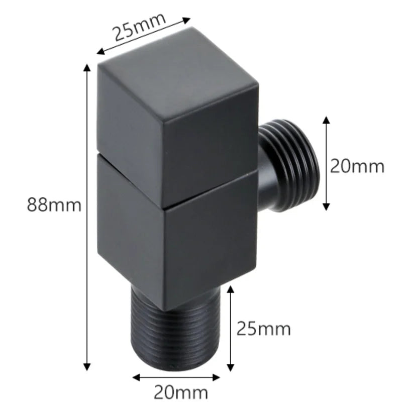 Matte Black Brass Triangle valve Water control valve Chrome Copper triangle valve The tap water valve Sewer