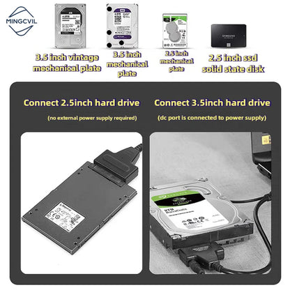 MINGCVIL USB 3.0 To Sata Hard Disk Adapter Converter Cable USB3.0 Hard Drive Converter Cable 2.5 3.5 HDD SSD Adapter