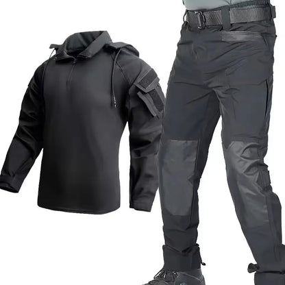 Outdoor Uniform Tactical Suits Wear Resistant T-Shirt Hooded Pants Men Clothes Combat Shirts Airsoft Paintball Hunting Clothing