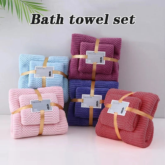 Two-piece High Density Coral Velvet Towel Bath Towel Mother Set Thickened Absorbent Soft Gift Home Towels Bathroom