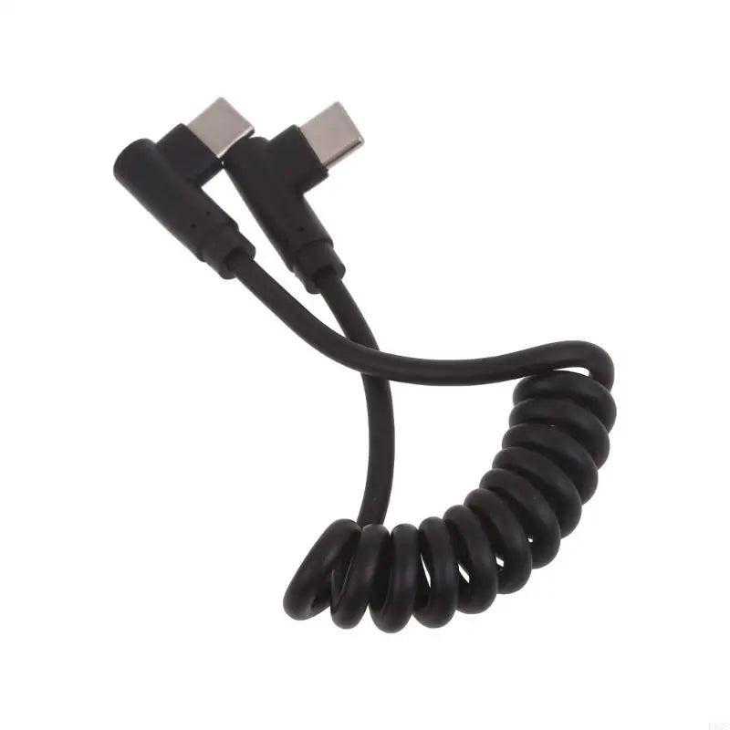 Fast Charging Type C to Type C Coiled Cable 90 Degree Right Angle Designs Cable 20-50cm Durable for Smartphones & More