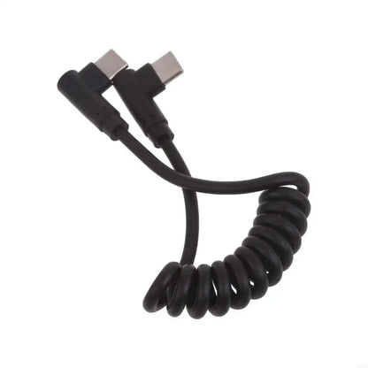 Fast Charging Type C to Type C Coiled Cable 90 Degree Right Angle Designs Cable 20-50cm Durable for Smartphones & More