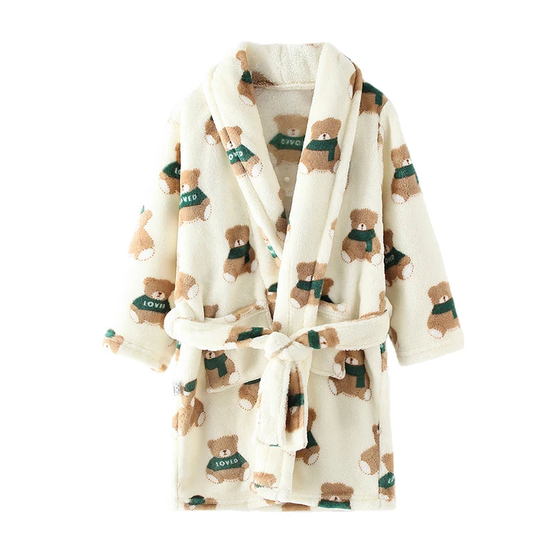 Kids Sleepwear Robe Autumn Winter Flannel Warm Bathrobe For Girls 4-16 Years Teenagers Children Pajamas For Boys Girl Pajamas