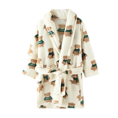 Kids Sleepwear Robe Autumn Winter Flannel Warm Bathrobe For Girls 4-16 Years Teenagers Children Pajamas For Boys Girl Pajamas