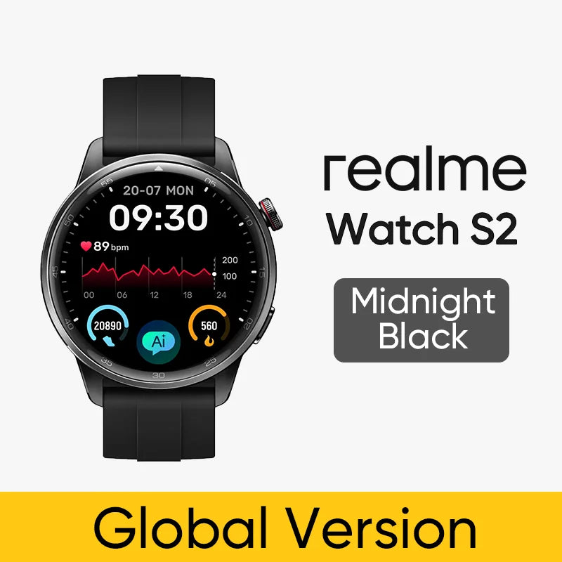 Global Version realme Watch S2 Smart Watch 1.43'' AMOLED Display 20 Days Battery Life IP68 Waterproof Spuer AI Engine Smartwatch