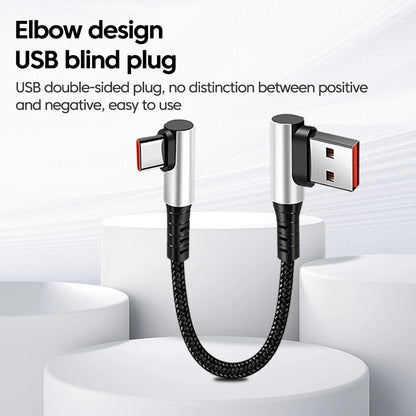 6A USB Type C to Type C Cable For Power Bank 25CM 50CM Fast Charging Data Game Cable For iPhone 15 Huawei Xiaomi 90 Degree
