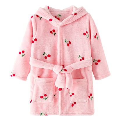 Children Clothing Home Wear Boys and Girls Bathrobes Pajamas Cartoon Flannel Hooded Children Comfortable Nightgowns Robes