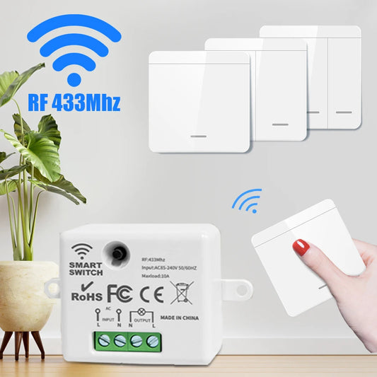 Wireless Smart Wall Switch RF 433Mhz Interruptor Light Switch Remote Control 1/2/3Gang Panel Receiver For Lamp Home Decoration