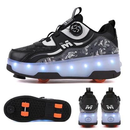USB Charging LED Luminous Roller Shoes Night Smooth Outdoor Parkour Skates Sports Gift for Christmas