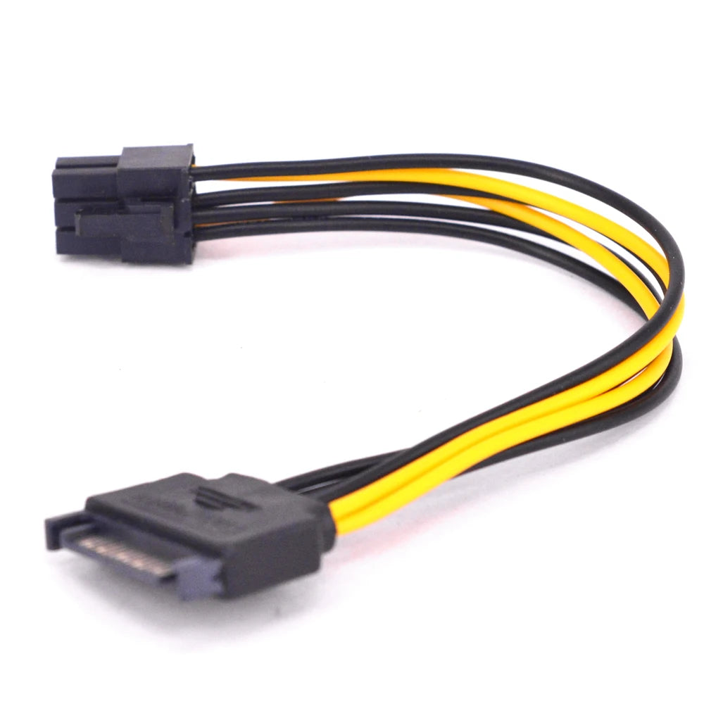 15pin Male SATA Power To 6pin Male PCI Express Adapter Cable For Video GPU Card 15 pin SATA Power Supply Cable Miner Mining