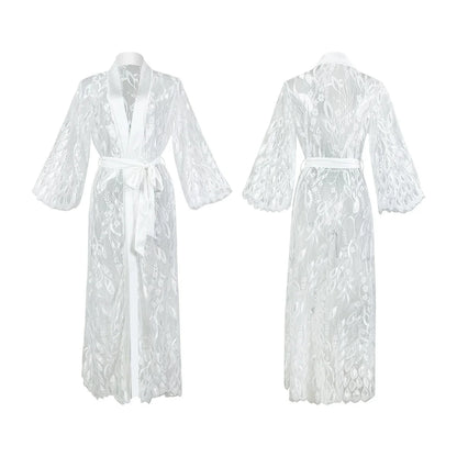 Women'S Home Sexy Pure Desire Love Mesh Pajamas Morning Robe Ice Silk Long Robe Sexy Lingerie Role Play Monos Para Mujer ﻿