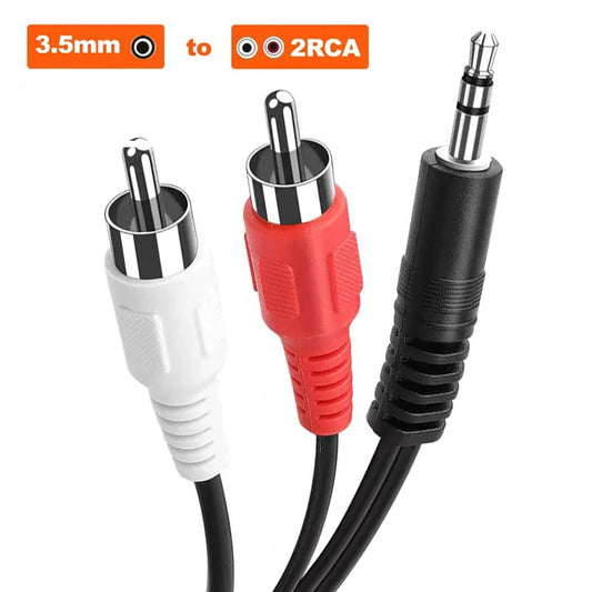 Jack 3.5 To 2 RCA Aux Cable Splitter Audio Wire for Phone TV PC Amplifier Home Theater DVD Speaker Cord Laptop Video Audio Cable