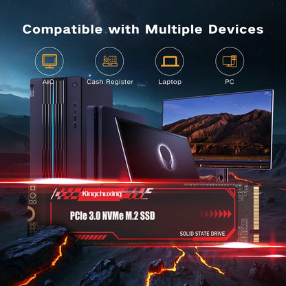 Kingchuxing NVMe M.2 PCIe3.0 SSD Gen3x4 M.2 2280 Internal Solid State Drive for Laptop PC Desktops