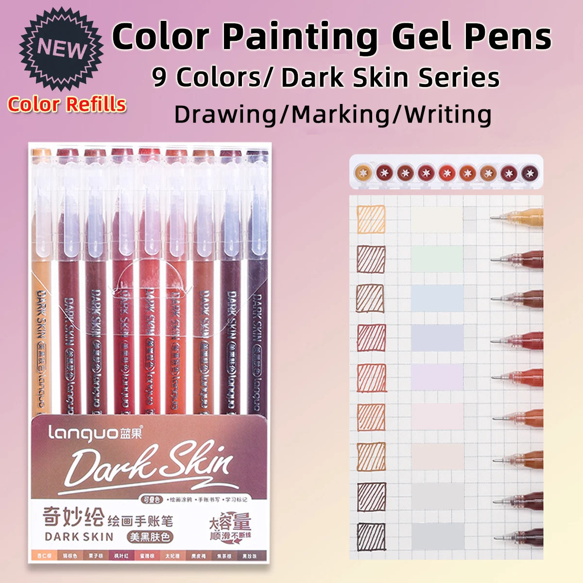 Color Painting Gel Pen Set,With Storage Box,0.6mmNeedle Tip,Rich Color Large Capacity Gel Pens,Art Supplies For Diary,Card,DIY