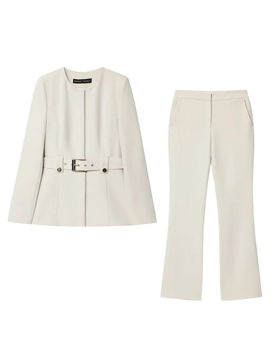 2025 Women Autumn Pant Suits 2-Pieces Sets Casual Solid Blazers Coats and Trousers Female Elegant Street Two Suit Clothing